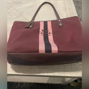 Coach Horse and Carriage Burgundy Tote Purse